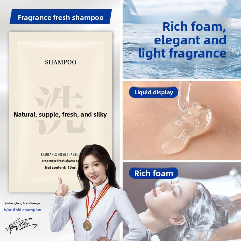 Small sachet packaged shampoo and conditioner
