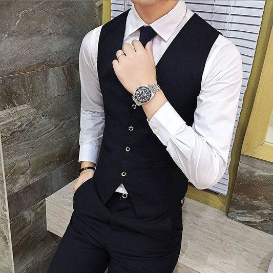 Men's Slim Fit Business Vest, Formal Sleeveless Waistcoat - Price Value Store