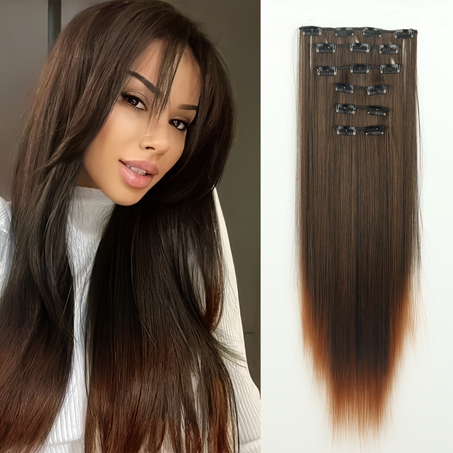 Fashion long straight hair wig piece