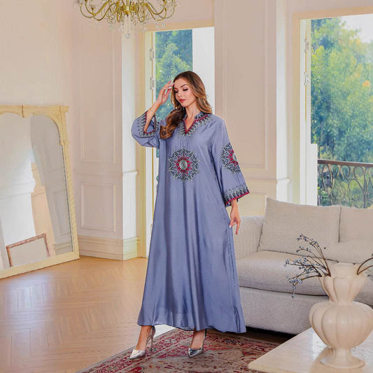 Embroidered Loose Fit Abaya Dress for Women - Price Value Store