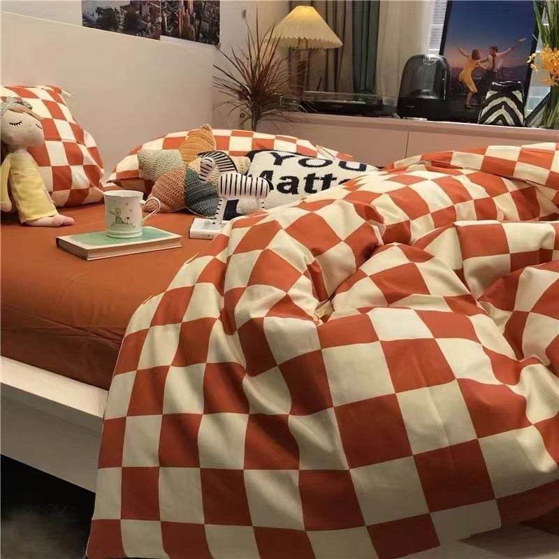 Four-piece Set Nordic Style Wash Cotton Quilt Cover Net-red Bed Sheet Student Dormitory Bedding - Price Value Store