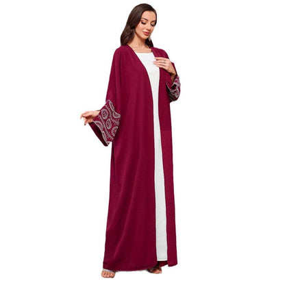Embroidered cardigan robe with bat sleeves - Price Value Store