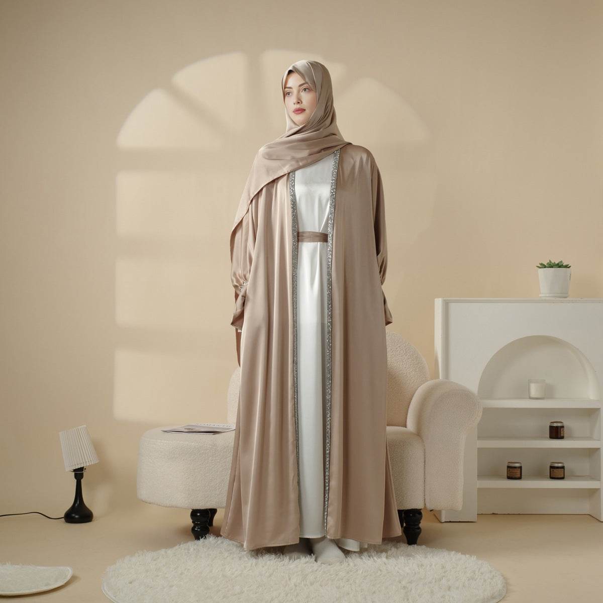 Skirt cuff with diamond abaya women's robe - Price Value Store