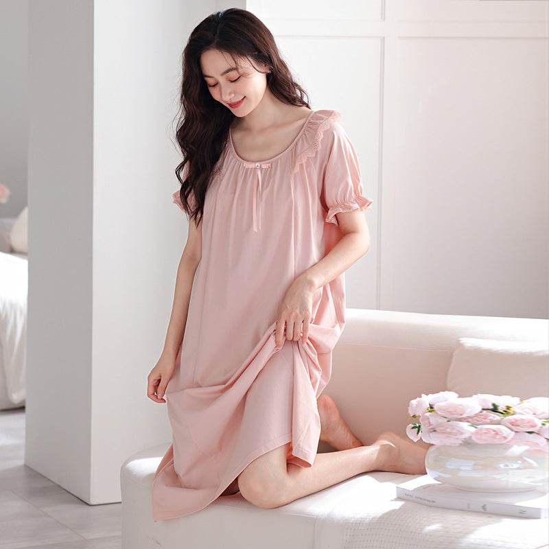Pure cotton short-sleeved nightgown - Price Value Store
