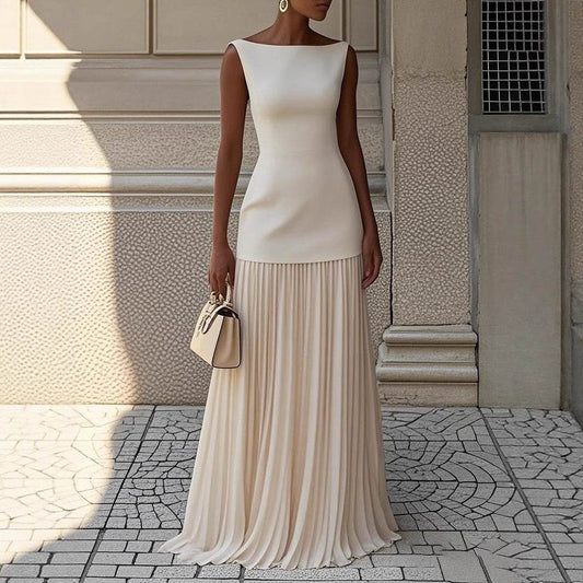 Solid-color sleeveless knitted dress - Price Value Store