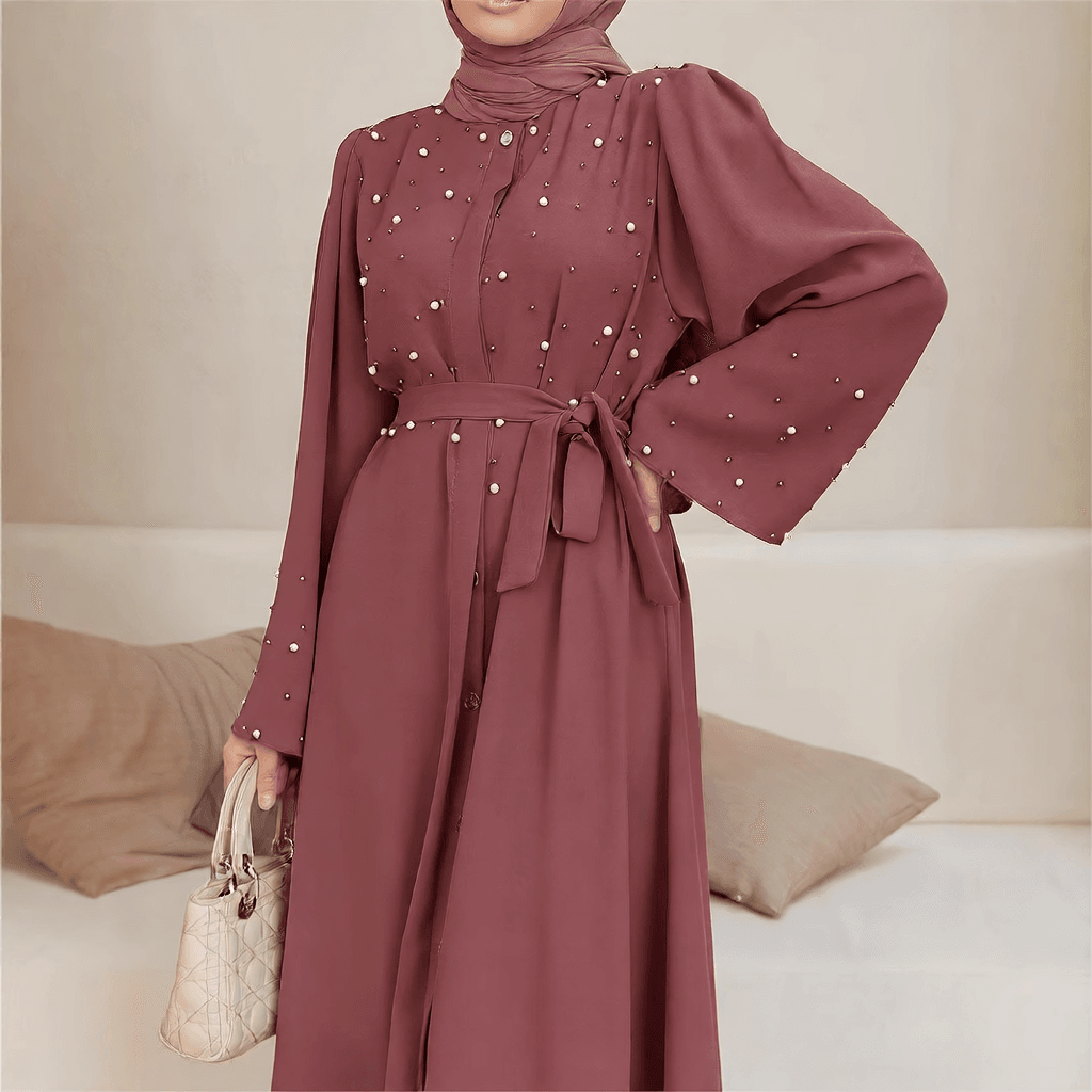 Long-sleeved pearl long dress - Price Value Store