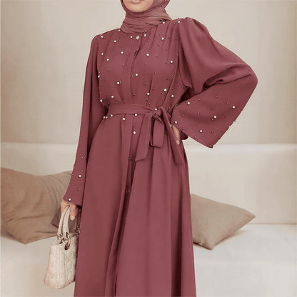 Long-sleeved pearl long dress - Price Value Store