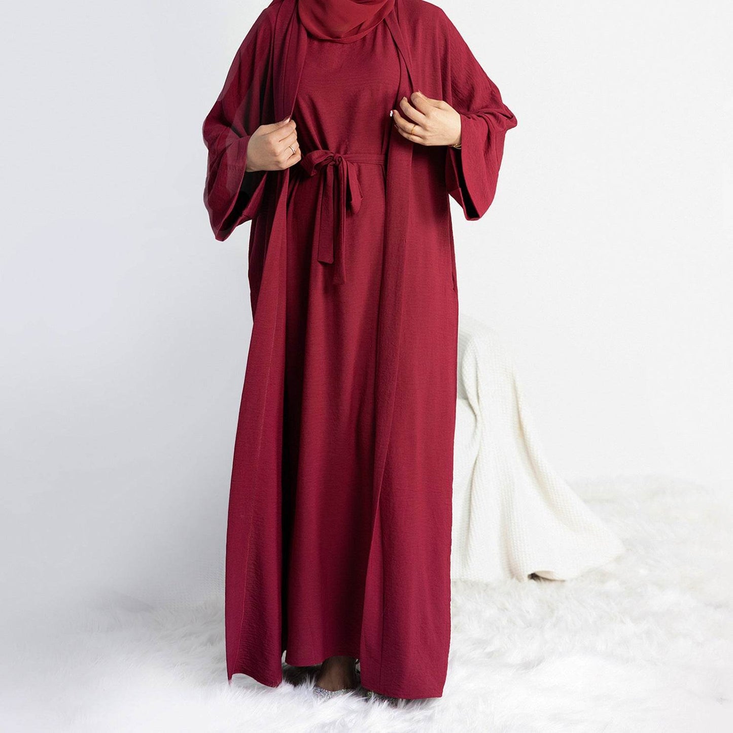 Long robe cardigan dress with two-piece inner layer - Price Value Store