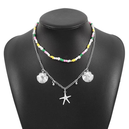 Personalized conch and starfish pendant necklace earrings - Price Value Store