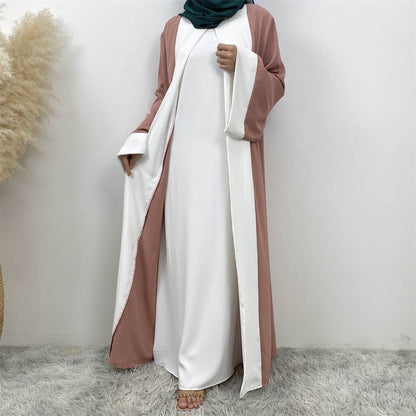 Patchwork fake two-piece cardigan dress - Price Value Store