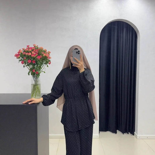 Rhinestone Long-sleeved Loose Light Luxury Fashion Royal Sister Style Elegant Shirt - Price Value Store