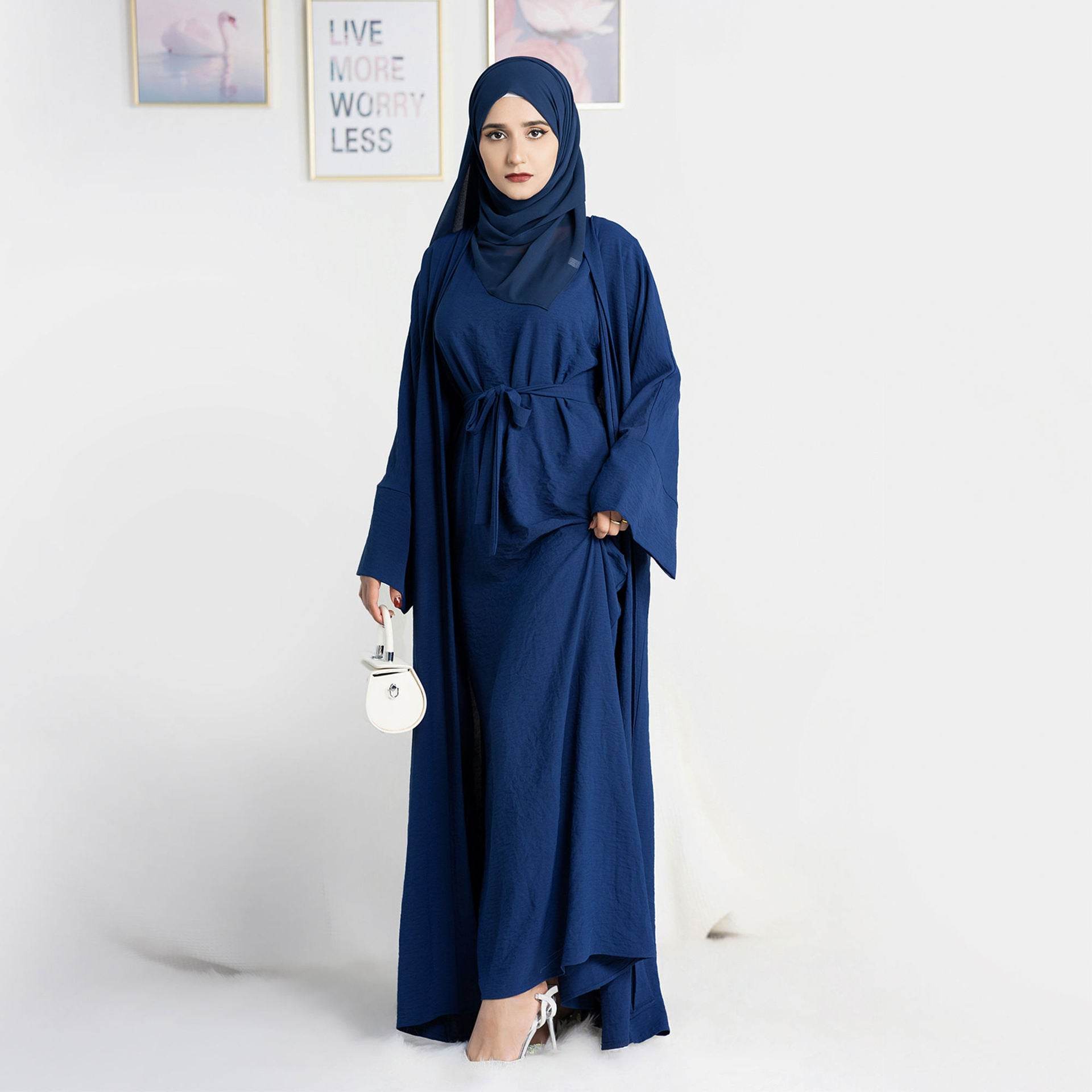 Long robe cardigan dress with two-piece inner layer - Price Value Store