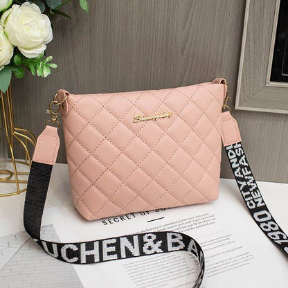 Diamond plaid bucket bag 2025 new ladies bag high texture design women's bag Korean style shoulder bag - Price Value Store
