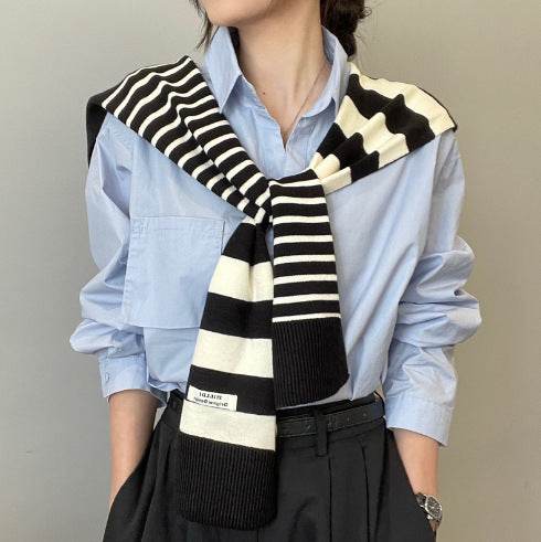 Striped shawl outerwear - Price Value Store