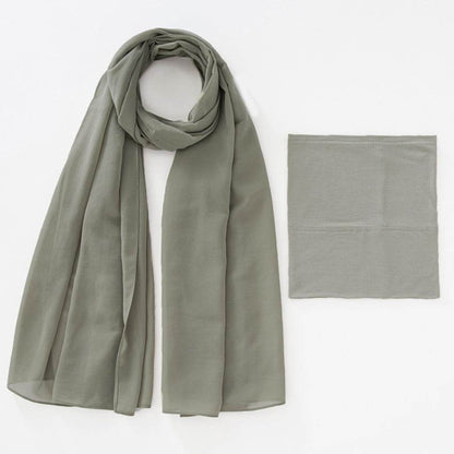 Modal Elastic Bucket Cap with Pearl Chiffon Scarf Set - Price Value Store