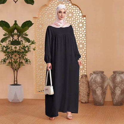 Abaya Robe Women's Long Dress Middle East Turkey Solid Color Simple Loose dress - Price Value Store