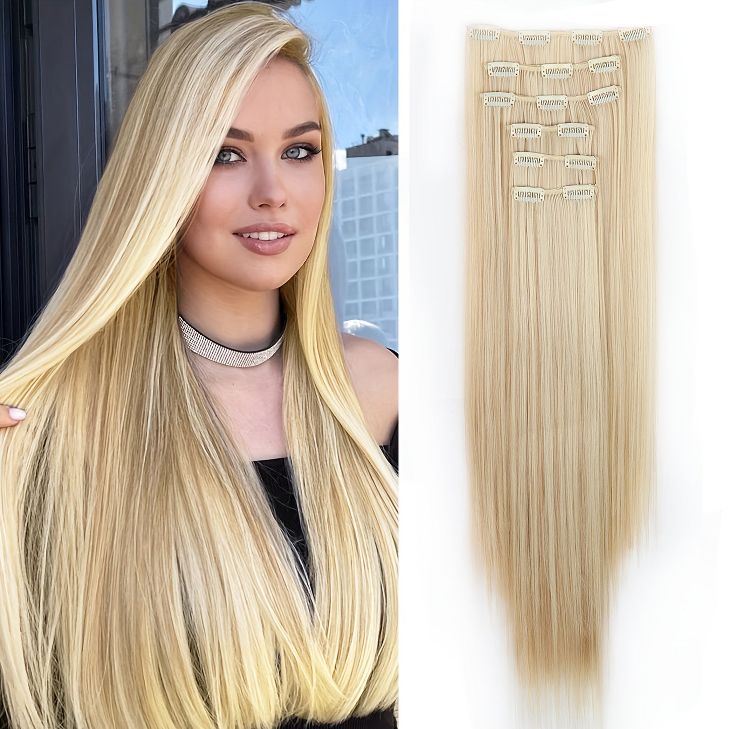 Fashion long straight hair wig piece