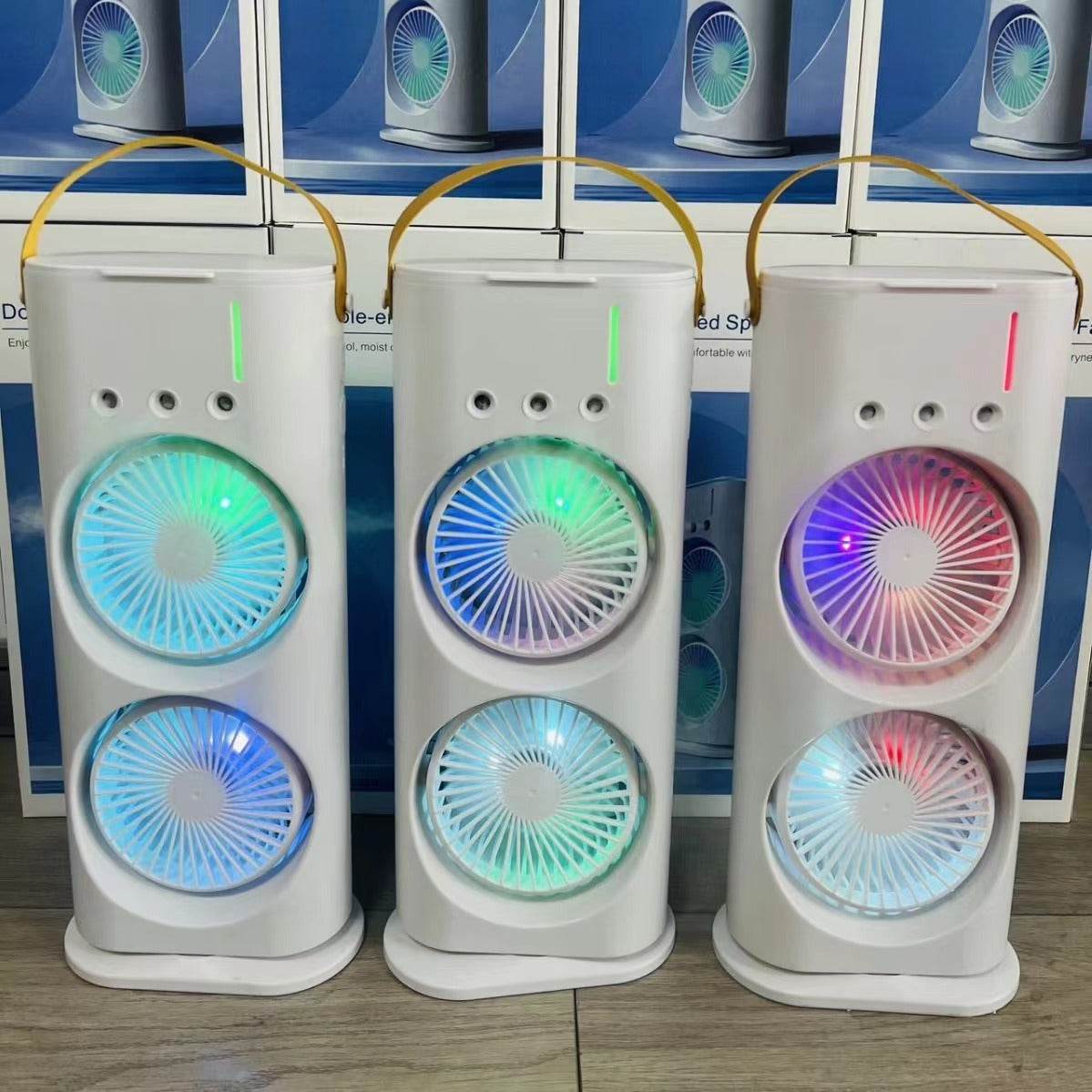 Three-hole spray dual-fan desktop strong wind cooling electric fan Portable fan for office and dormitory - Price Value Store