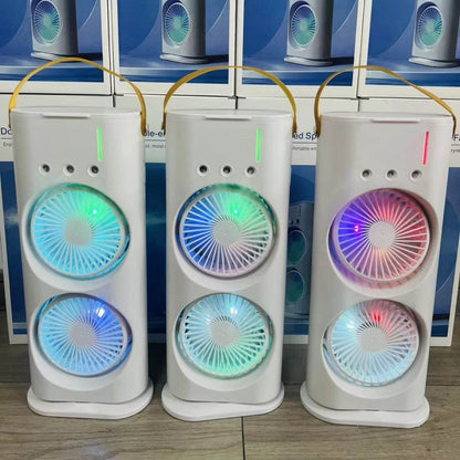 Three-hole spray dual-fan desktop strong wind cooling electric fan Portable fan for office and dormitory - Price Value Store