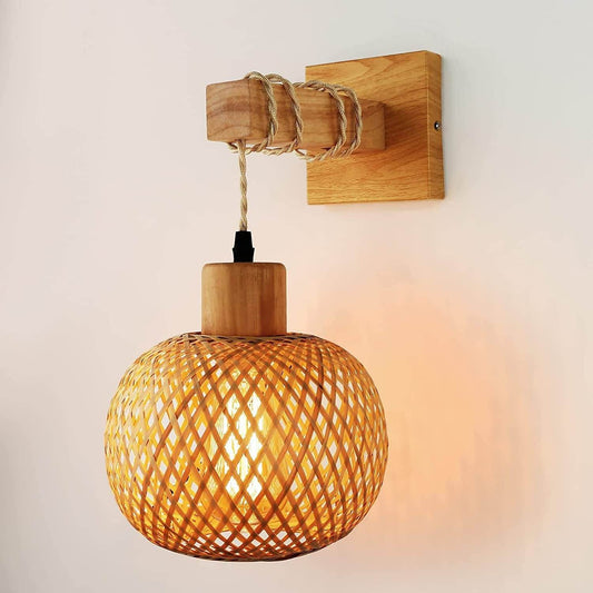Bamboo woven bedside wall lamp - Price Value Store