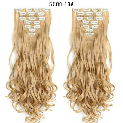 Seven Piece Wig Piece 16 Card Women Chemical Fibre High Temperature Silk Wig Long Curly Hair - Price Value Store