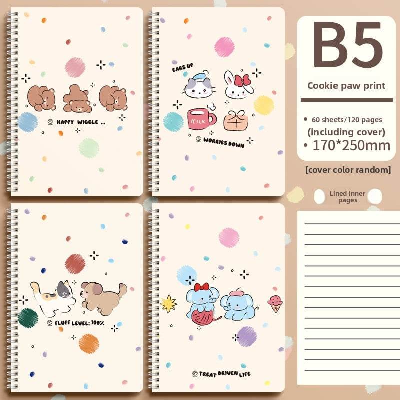 Cute Animal Coil Notebook with Hard Cover - A5/B5, 60 Sheetsd - Price Value Store