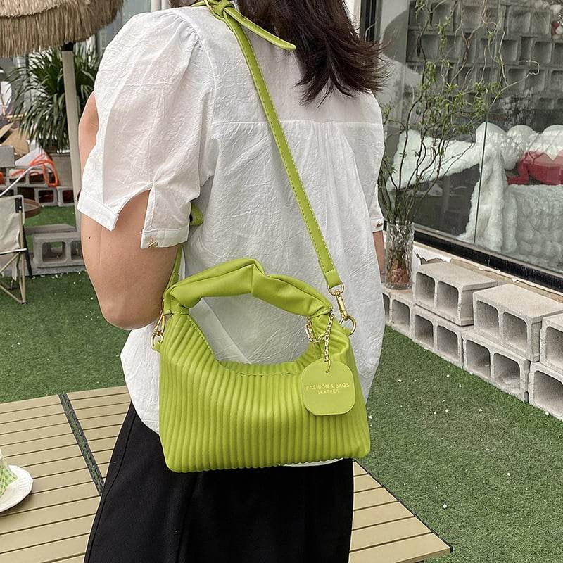 Textured vertical stripe handbag 2025 new niche design shoulder messenger bag foreign style all-match bag women's wholesale - Price Value Store