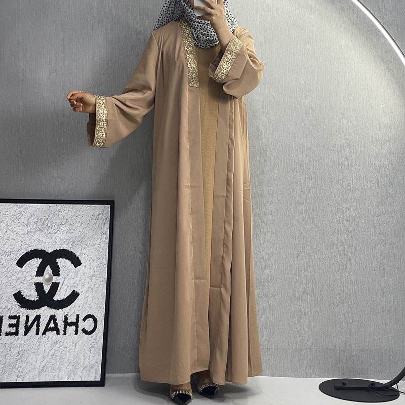 Elegant Embroidered Abaya Dress with Lace Details - Price Value Store
