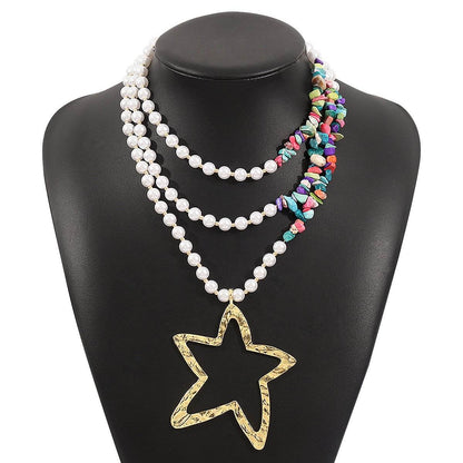 Personalized conch and starfish pendant necklace earrings - Price Value Store