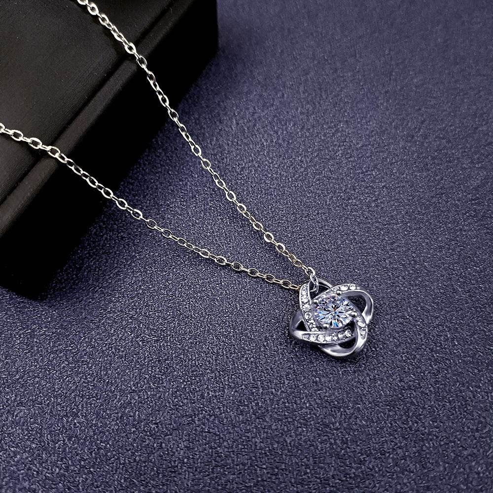 Titanium Steel Clover Necklace with Rotating Zircon Pendant - Price Value Store