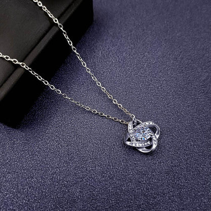 Titanium Steel Clover Necklace with Rotating Zircon Pendant - Price Value Store