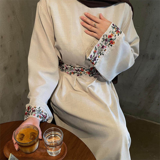 Linen embroidered dress - Price Value Store