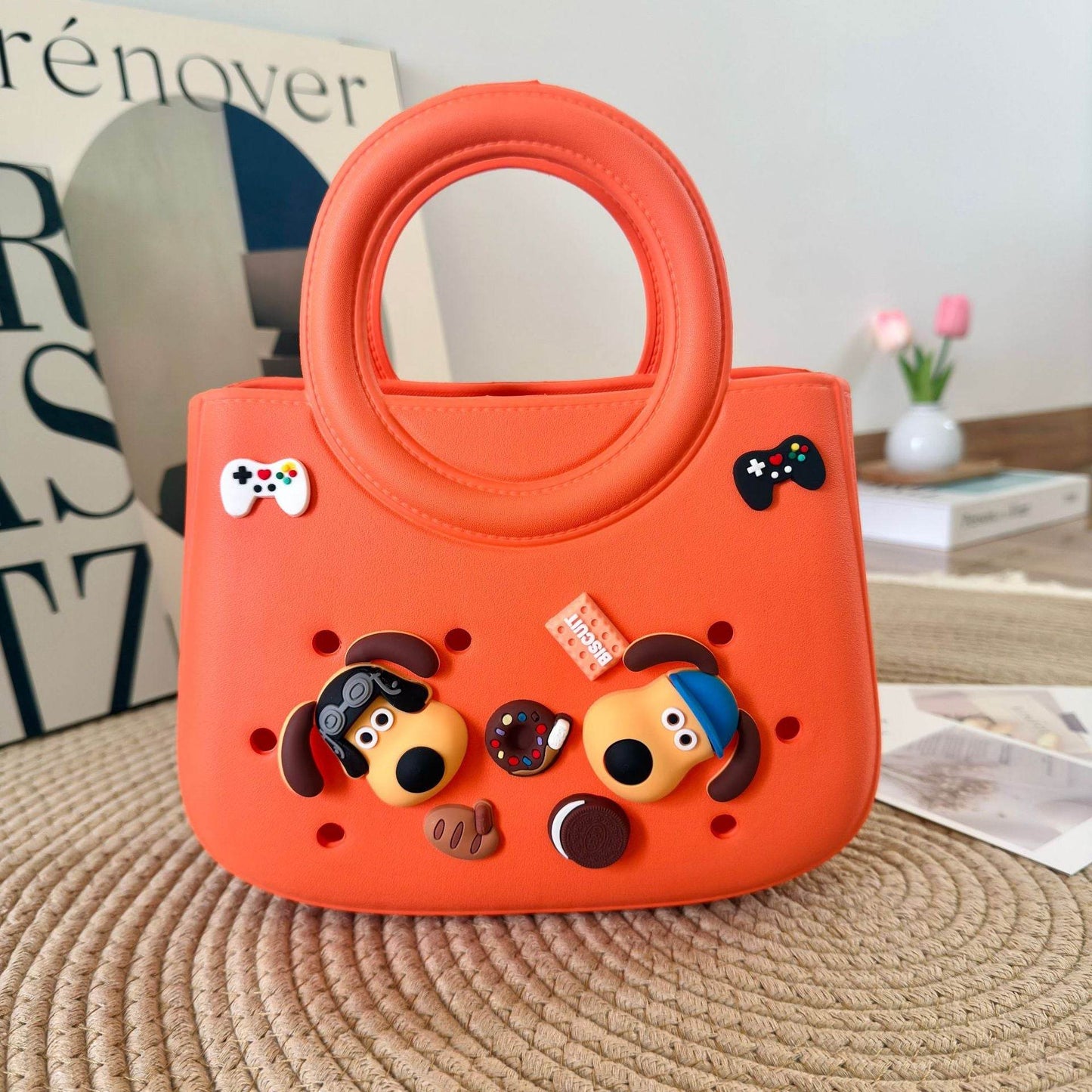 Mini EVA Beach Square Shell Handbag with DIY Hole Pattern - Price Value Store