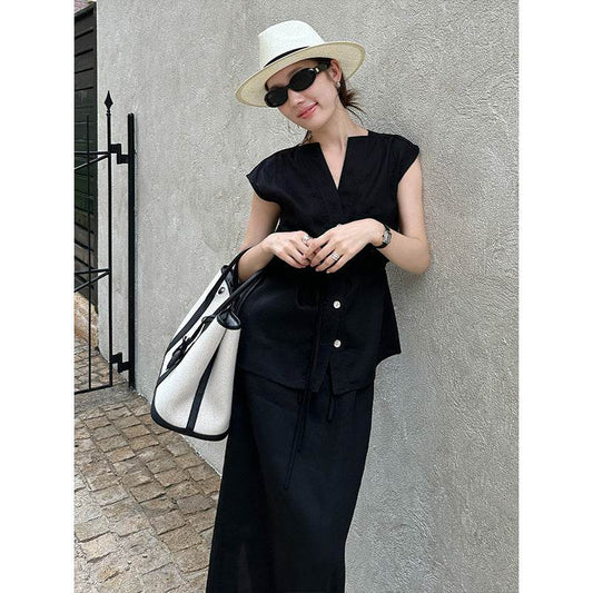 Linen Shirt & Skirt Casual Set - Price Value Store