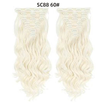 Seven Piece Wig Piece 16 Card Women Chemical Fibre High Temperature Silk Wig Long Curly Hair - Price Value Store