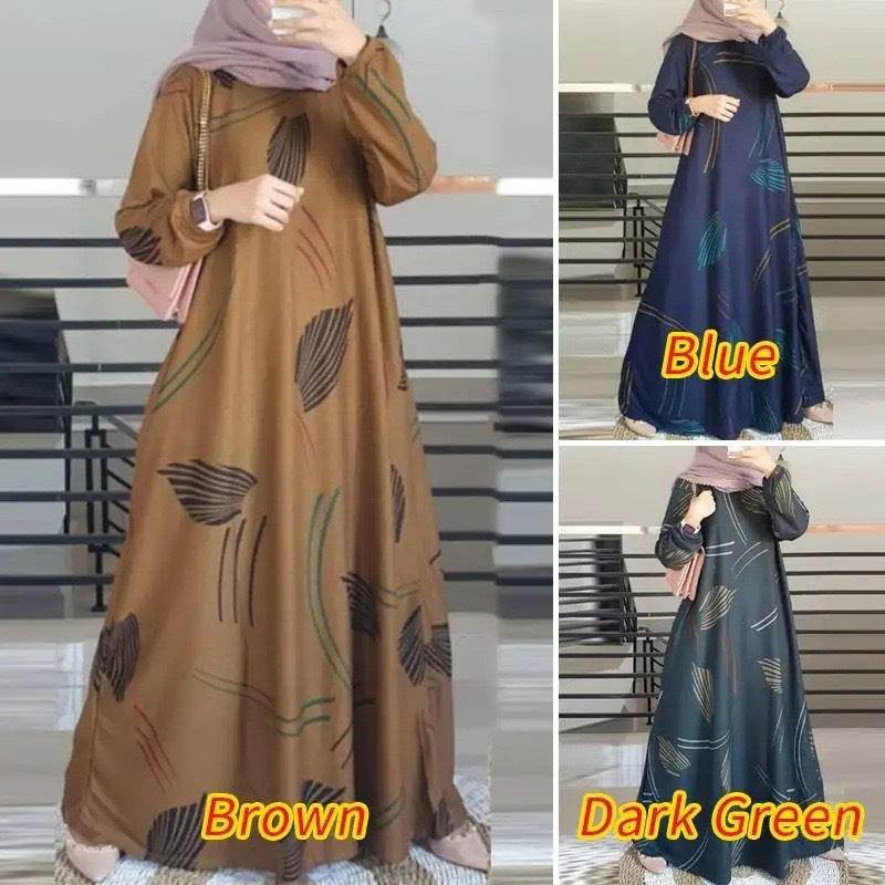 Dress Full-Sleeved Round Neck Robe Long Skirt Elegant - Price Value Store