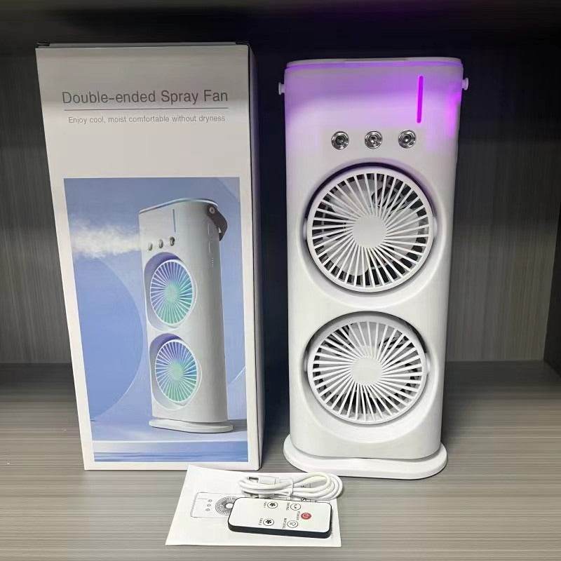 Three-hole spray dual-fan desktop strong wind cooling electric fan Portable fan for office and dormitory - Price Value Store