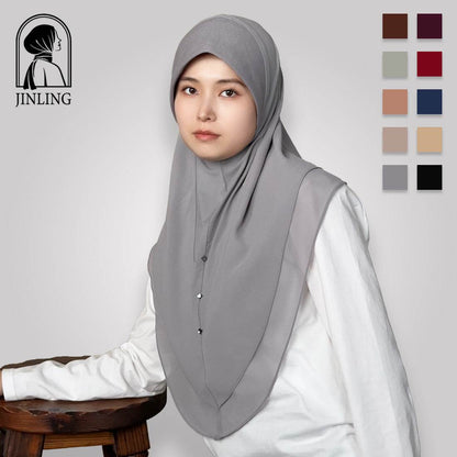 Double-layer chiffon long silk scarf headscarf - Price Value Store