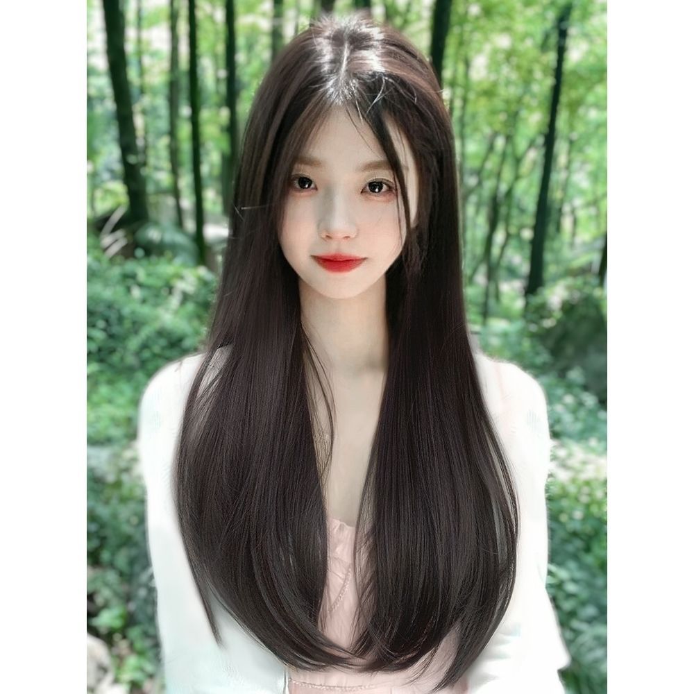 Long straight hair extension and seamless wig pieces