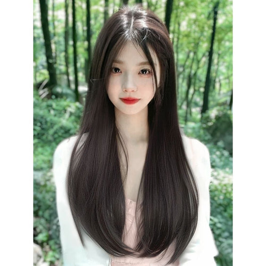Long straight hair extension and seamless wig pieces