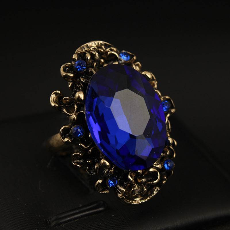 Retro Adjustable Crystal Stone Ring for Women - Vintage Geometric Jewelry - Price Value Store