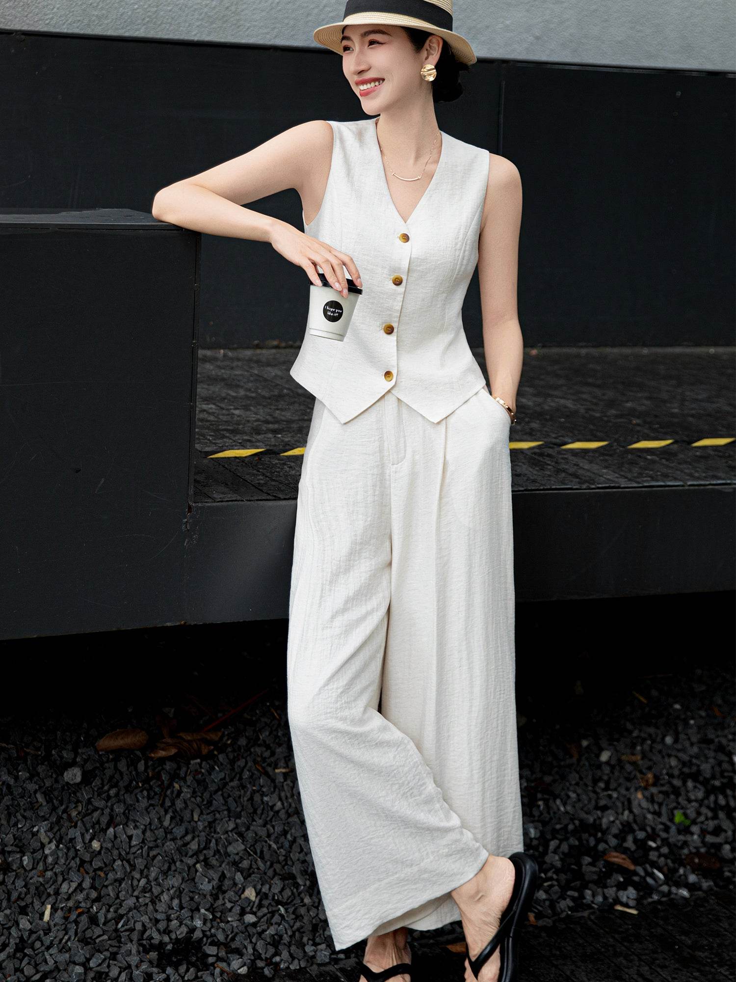 [Natural Fiber] Linen vest Vest Women's Summer 2025 Spring and Summer New arrival Elegant Sleeveless Waistcoat Vest - Price Value Store