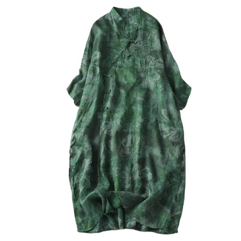 Artistic V-neck printed dress - Price Value Store
