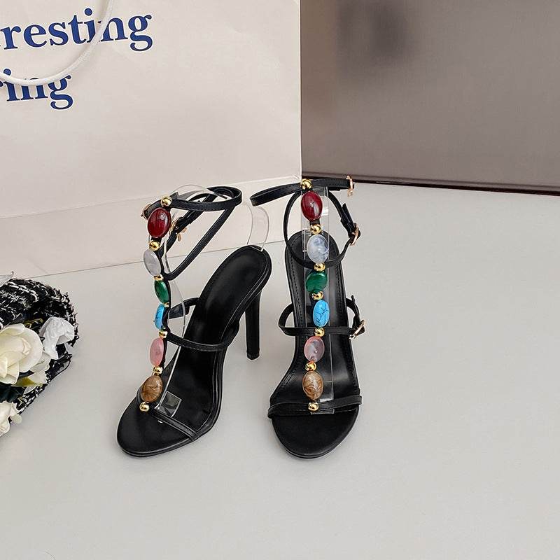 2024 Summer Women's Pearl Open Toe Stiletto High Heel Sandals - Price Value Store