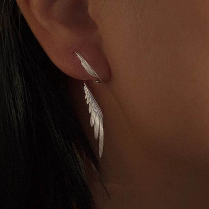 Wings Earrings Niche Design Simple Cold Style Retro High-end Fashion New Feather Earrings All-match Accessories - Price Value Store