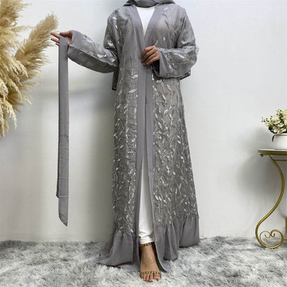 Leaf-patterned sequined robe - Price Value Store