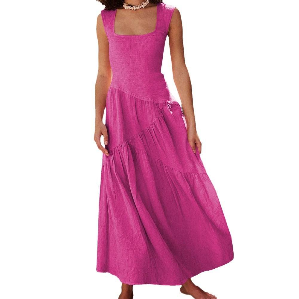 U-neck backless strapless long dress - Price Value Store