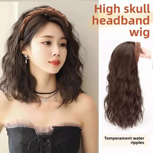 False hair band integrated high cranial top water ripple half head cover