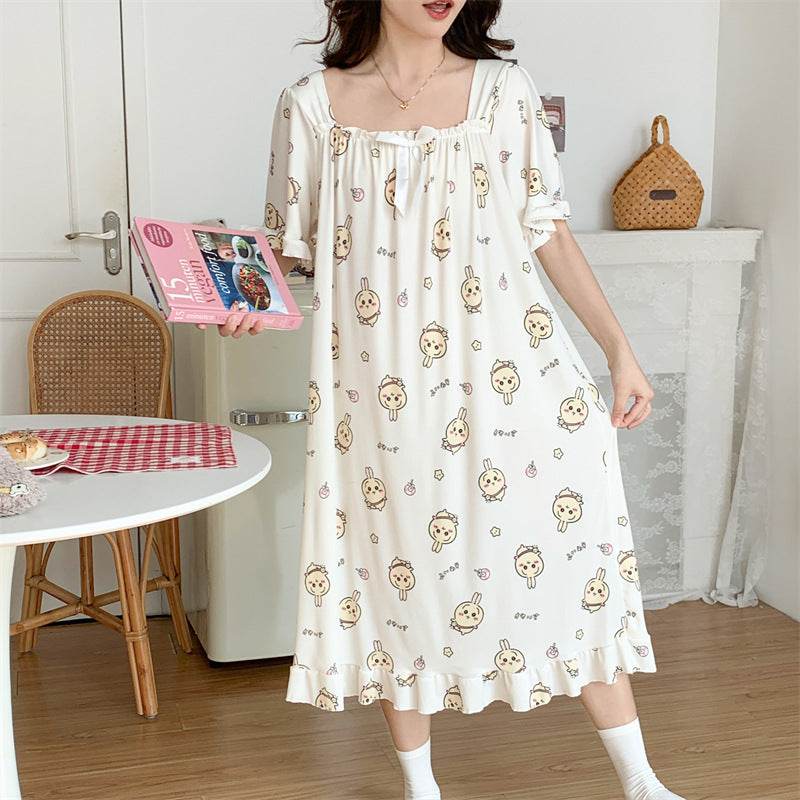 Plus-size ice silk nightgown - Price Value Store