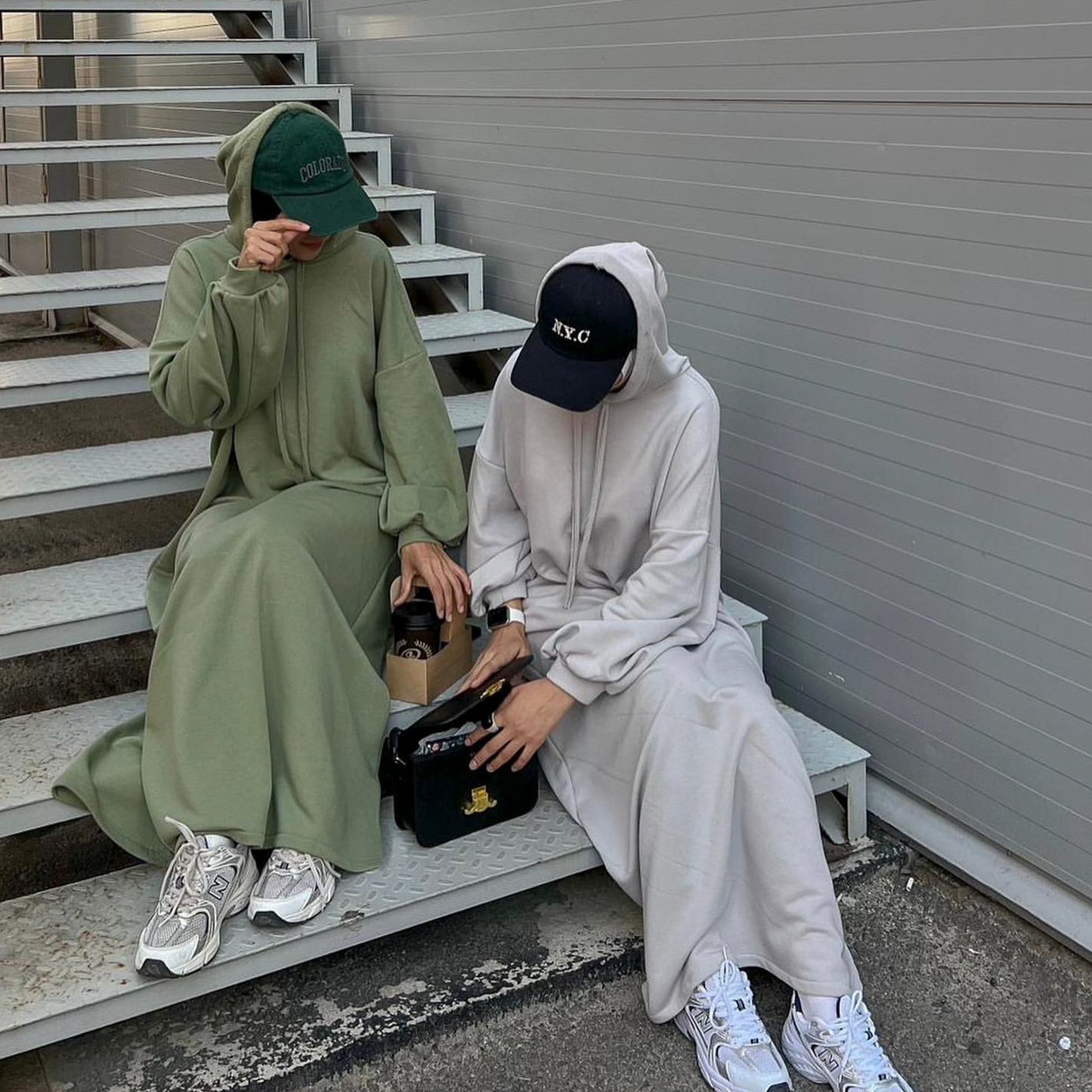 Solid Color Hoodie dress